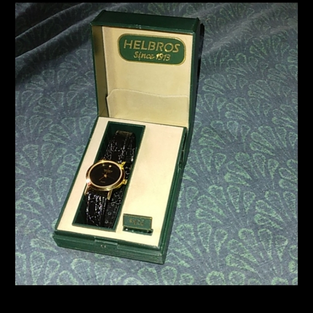 & Gold-tone Helbros Watch | Ladies Helbros Invincible with box